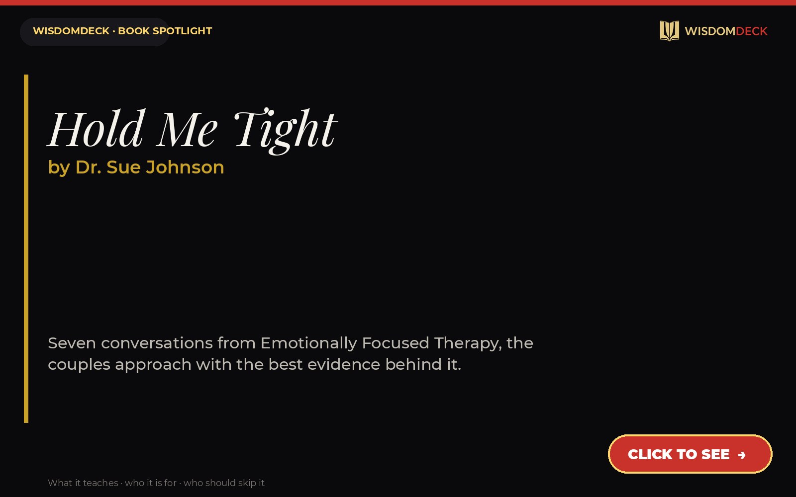 Hold Me Tight by Dr. Sue Johnson — WisdomDeck review