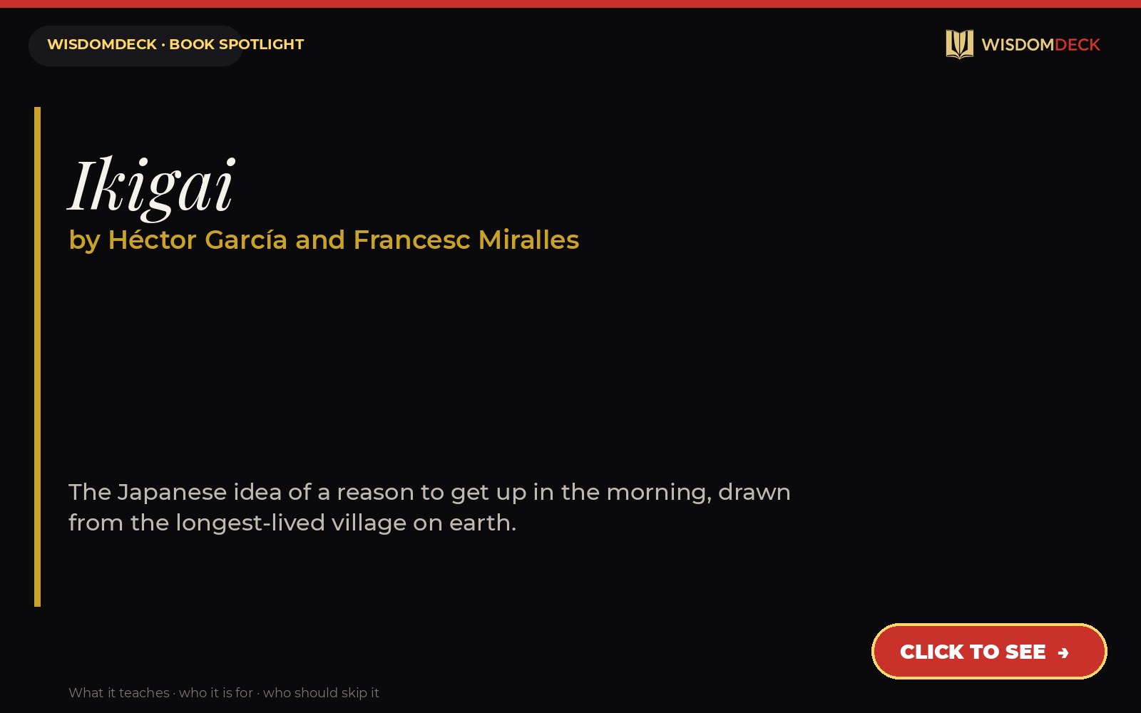 Ikigai by Héctor García and Francesc Miralles — WisdomDeck review