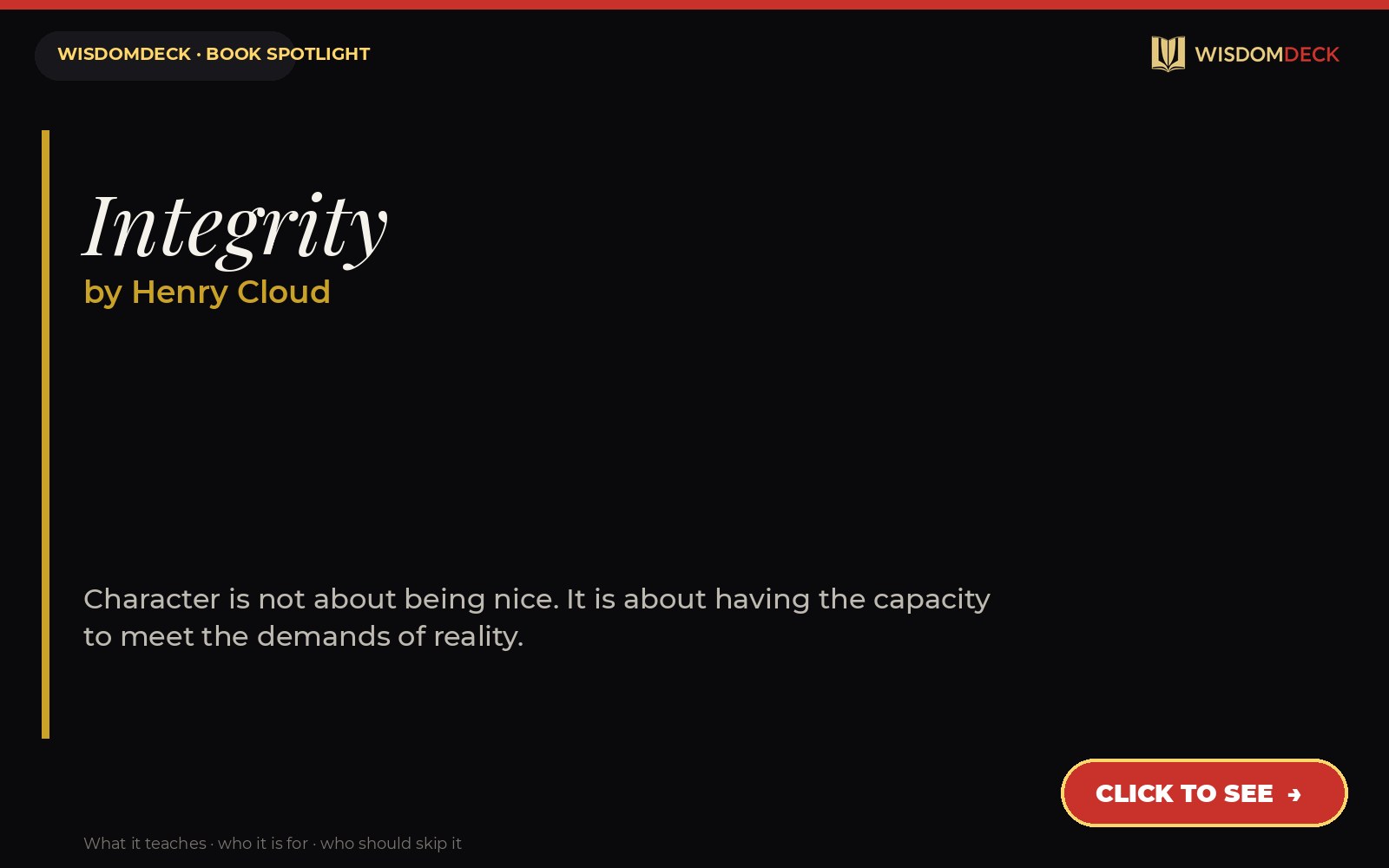 Integrity by Henry Cloud — WisdomDeck review