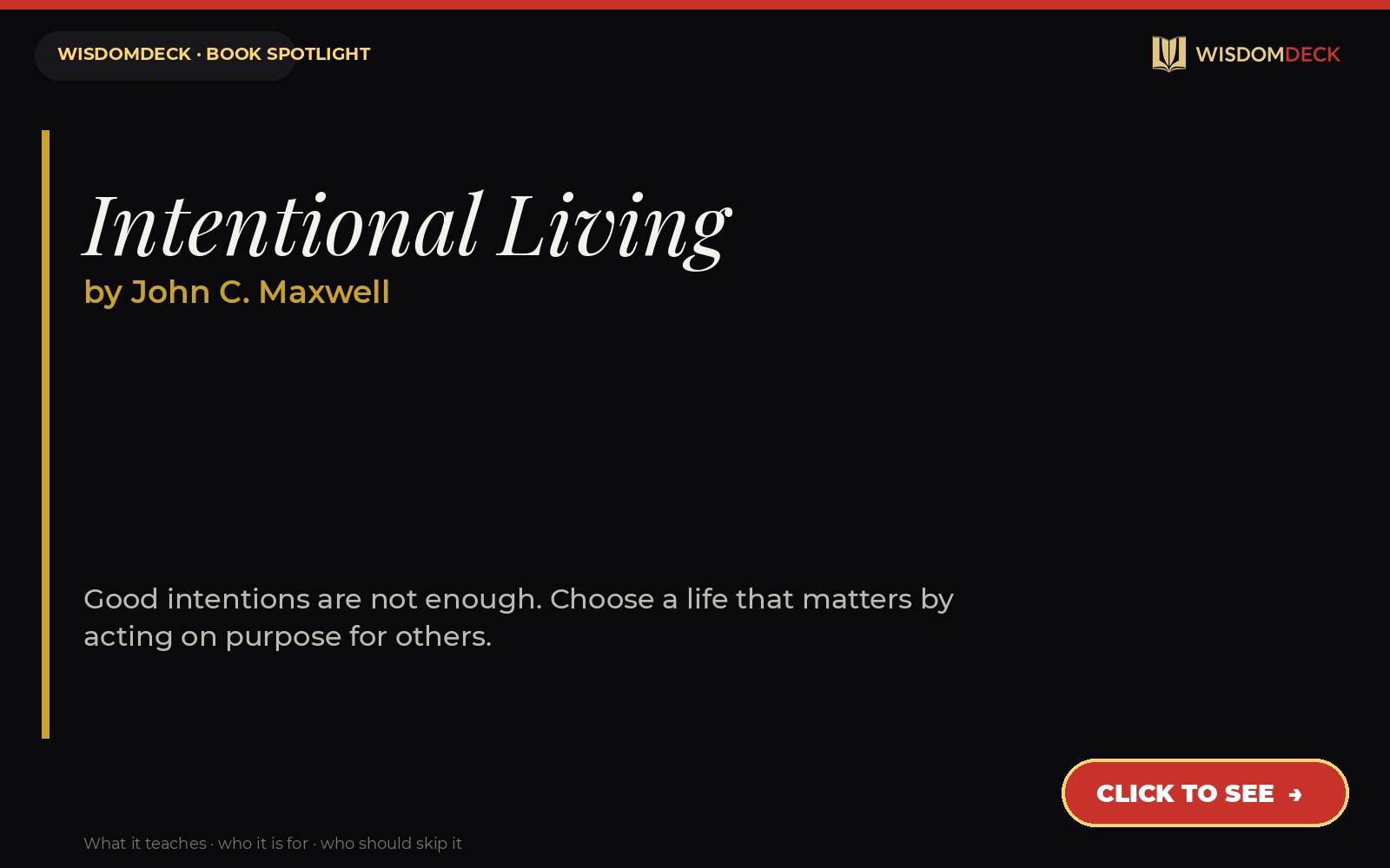 Intentional Living by John C. Maxwell — WisdomDeck review