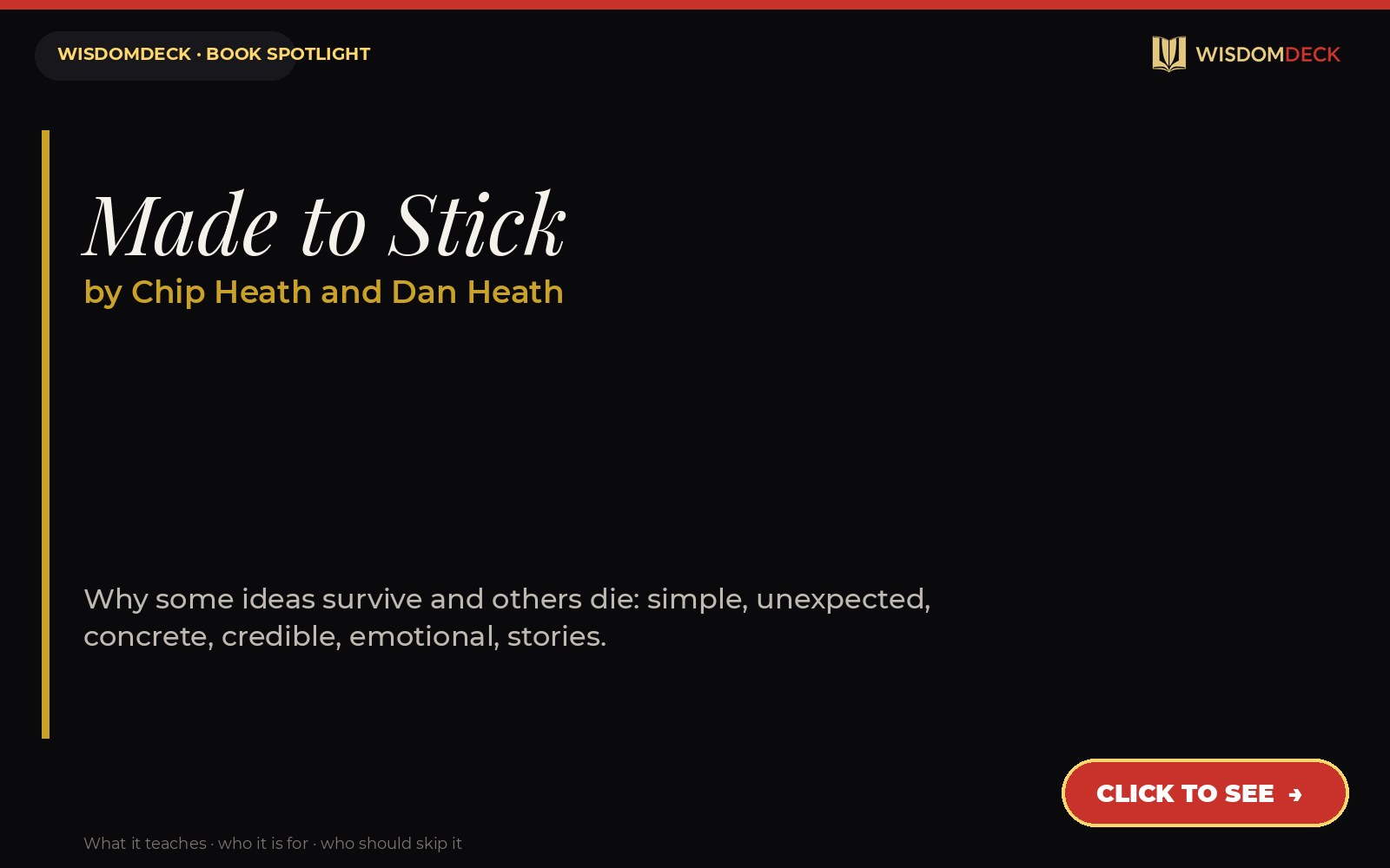 Made to Stick by Chip Heath and Dan Heath — WisdomDeck review