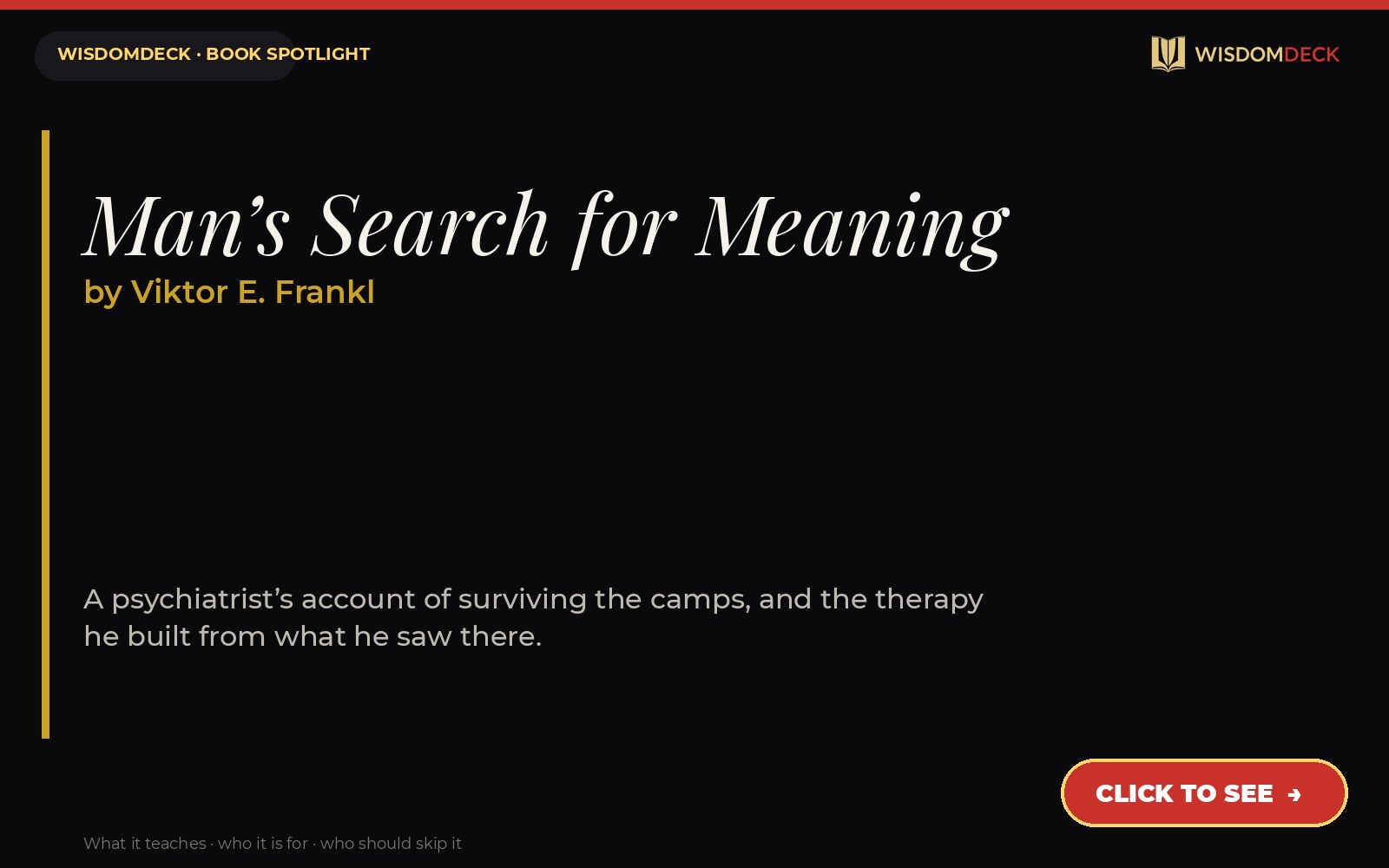 Man’s Search for Meaning by Viktor E. Frankl — WisdomDeck review