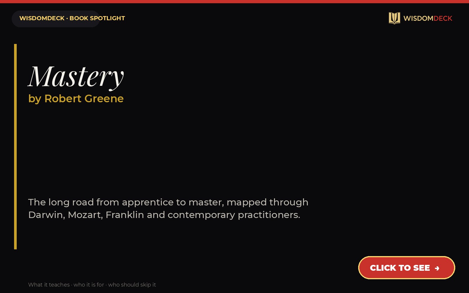 Mastery by Robert Greene — WisdomDeck review