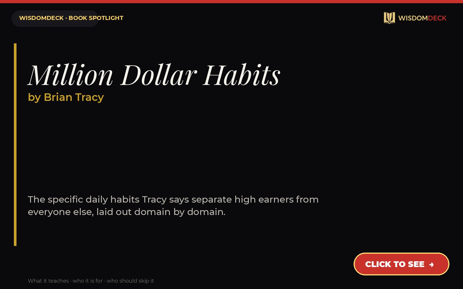 Million Dollar Habits by Brian Tracy — WisdomDeck review