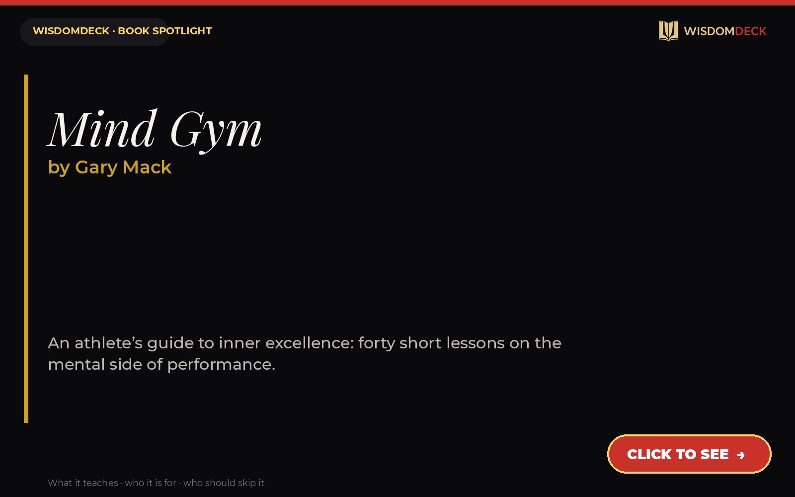 Mind Gym by Gary Mack — WisdomDeck book spotlight card