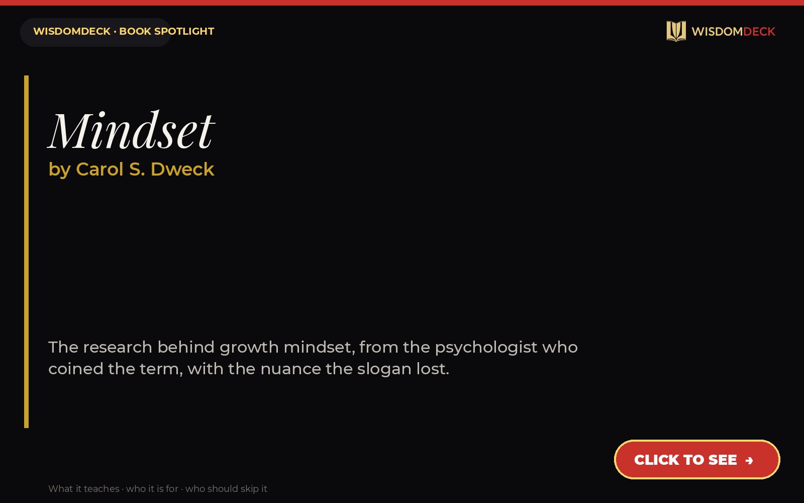 Mindset by Carol S. Dweck — WisdomDeck honest review