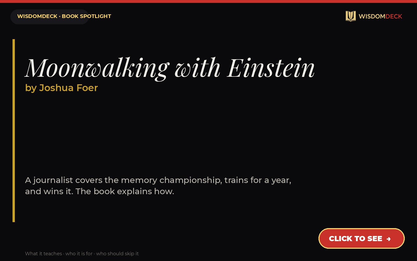 Moonwalking with Einstein by Joshua Foer — WisdomDeck review