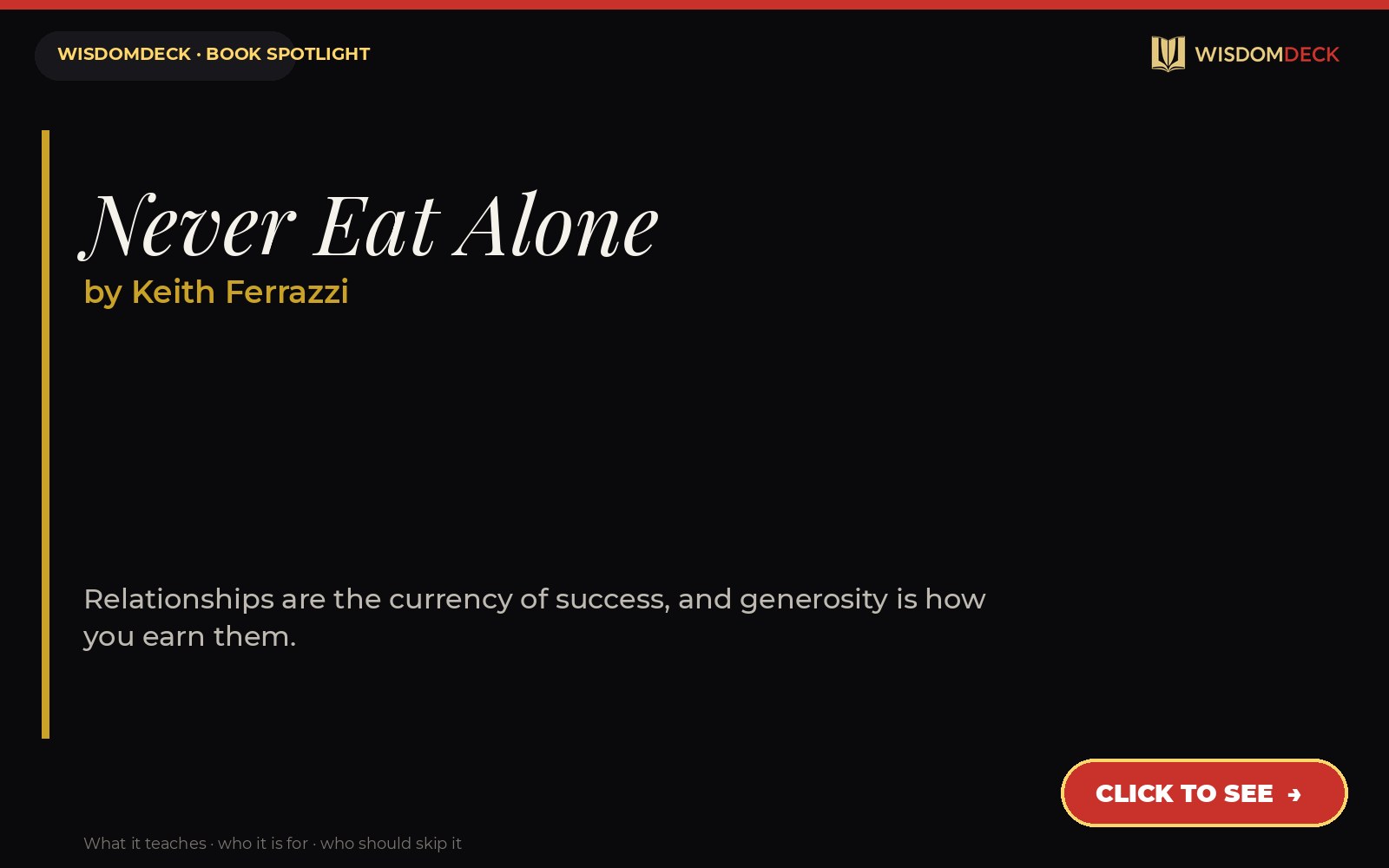 Never Eat Alone by Keith Ferrazzi — WisdomDeck review