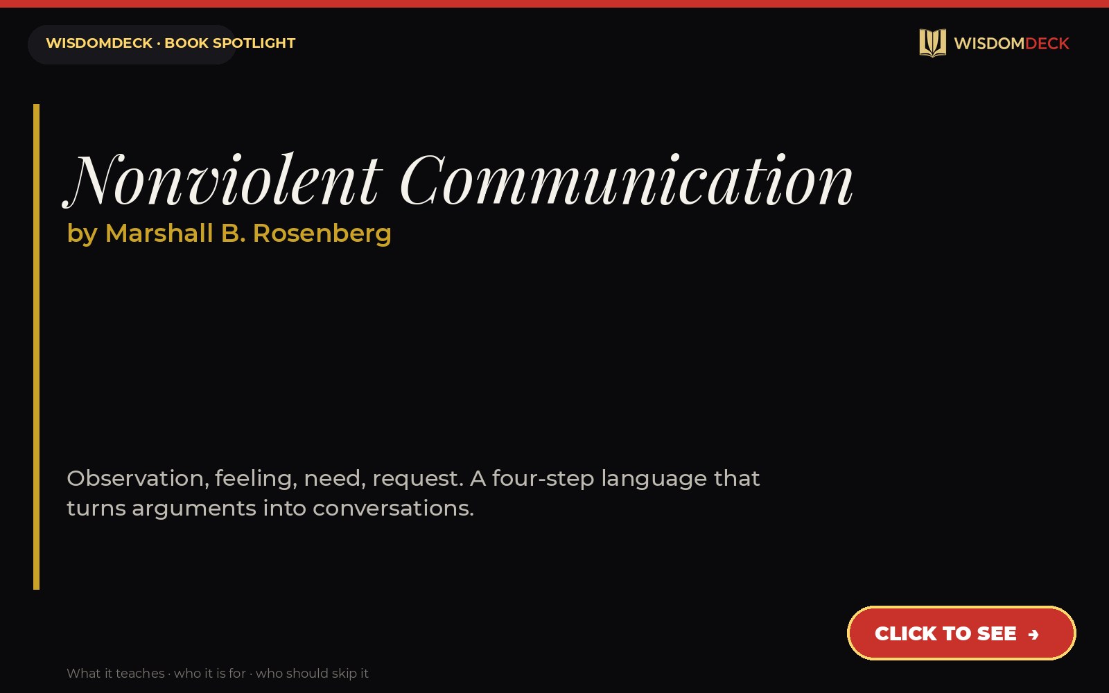 Nonviolent Communication by Marshall B. Rosenberg — WisdomDeck review