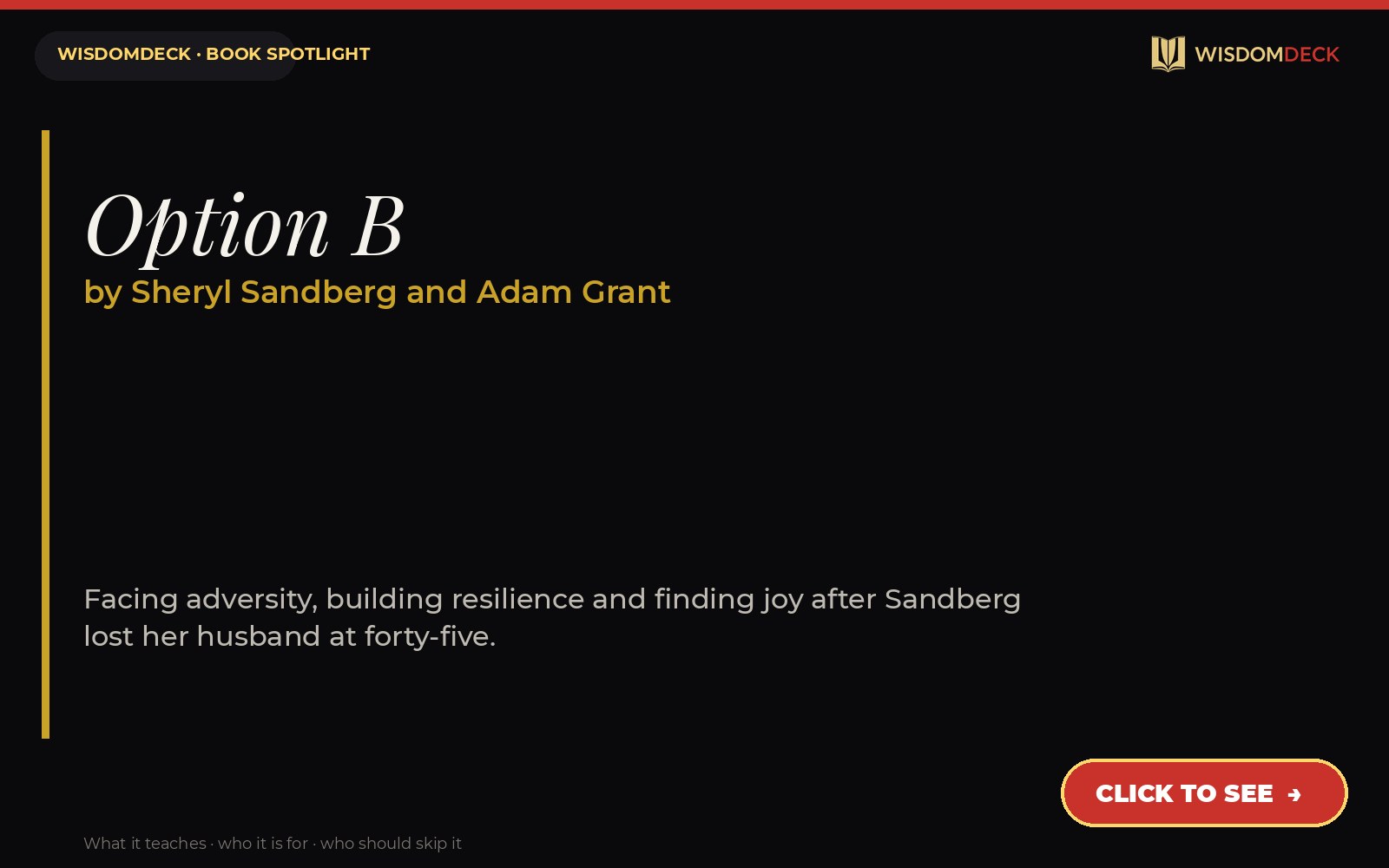 Option B by Sheryl Sandberg and Adam Grant — WisdomDeck review