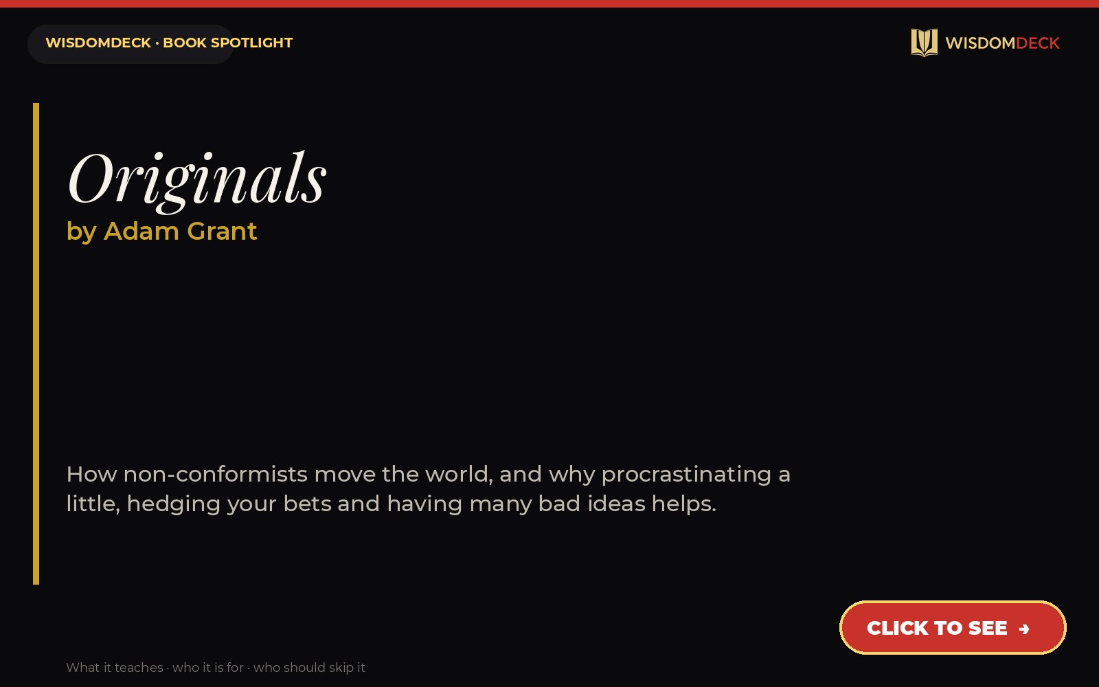 Originals by Adam Grant — WisdomDeck review