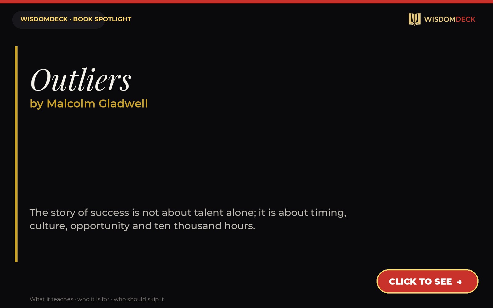 Outliers by Malcolm Gladwell — WisdomDeck review