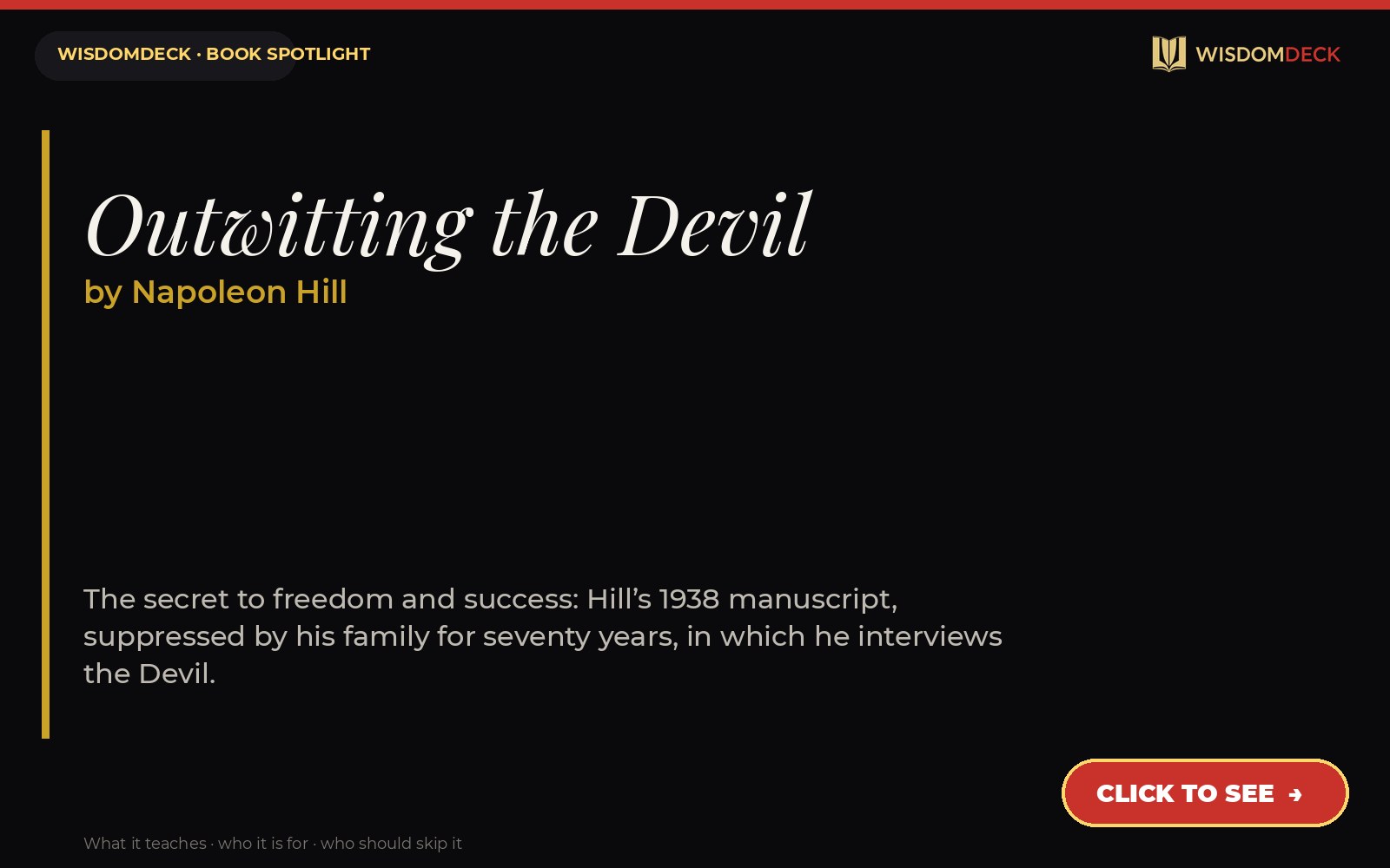 Outwitting the Devil by Napoleon Hill — WisdomDeck book spotlight card