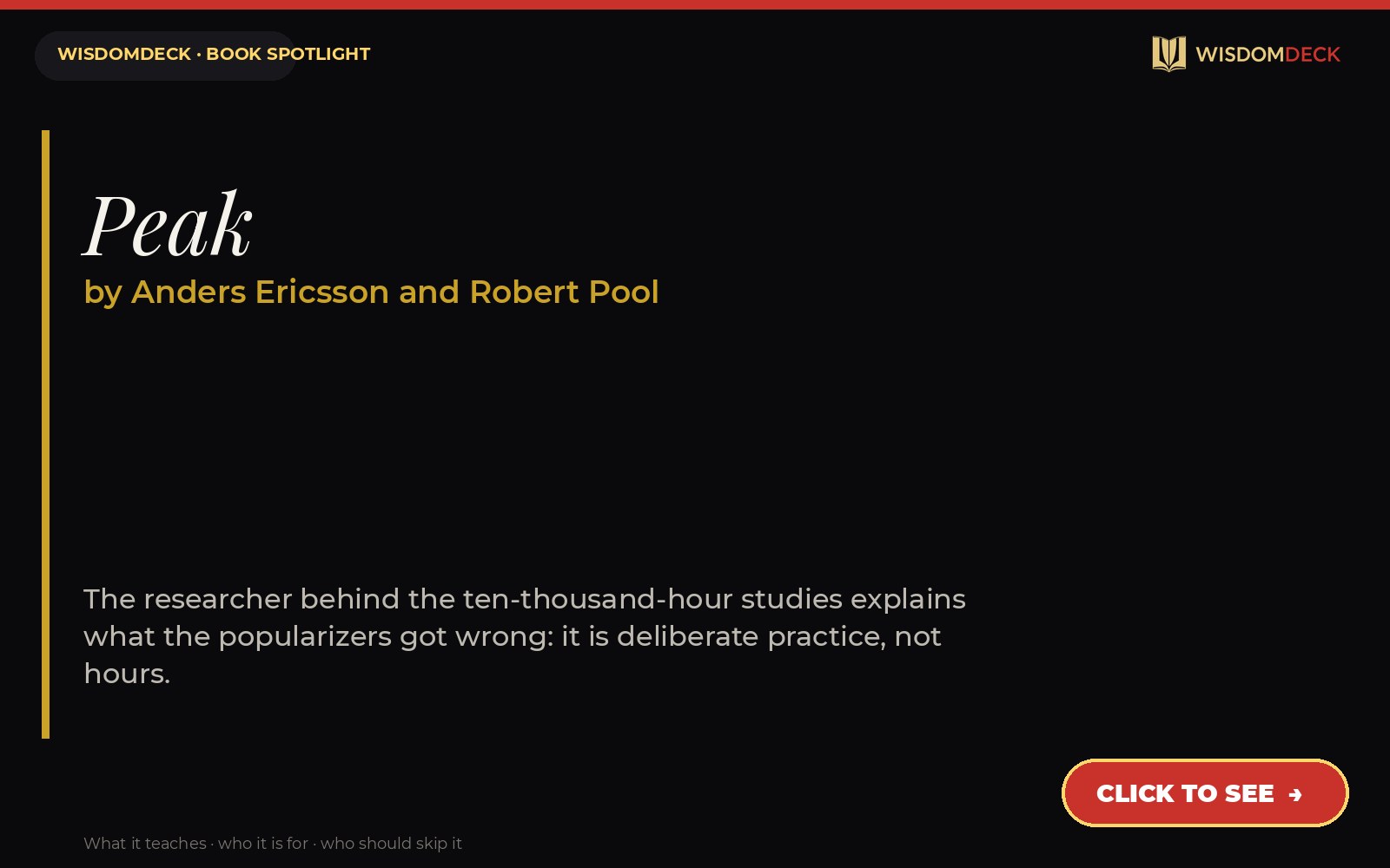 Peak by Anders Ericsson and Robert Pool — WisdomDeck review