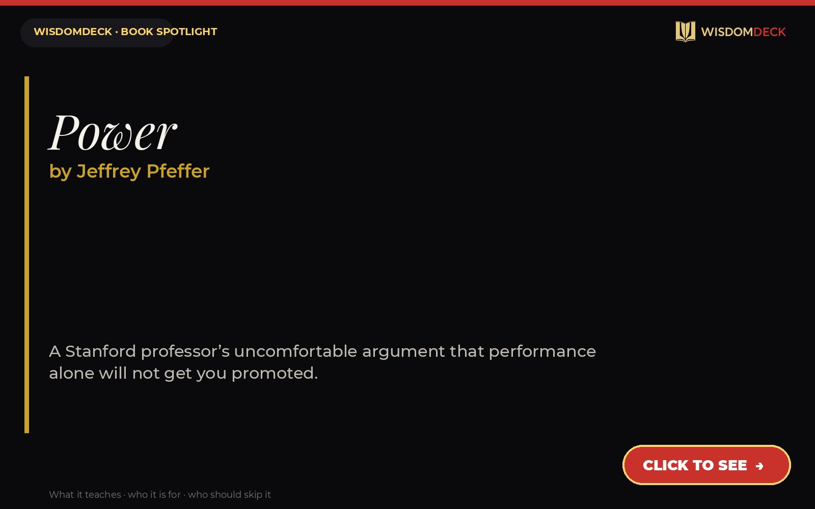Power by Jeffrey Pfeffer — WisdomDeck honest review