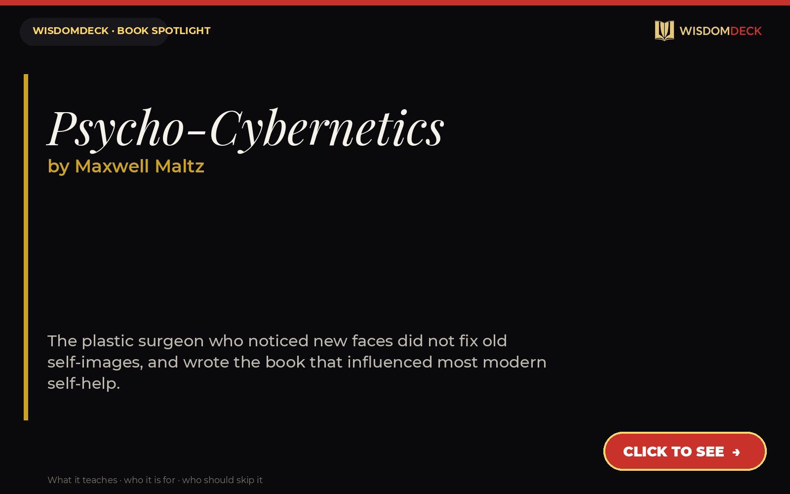 Psycho-Cybernetics by Maxwell Maltz — WisdomDeck review