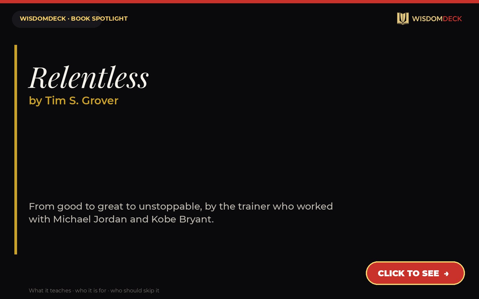 Relentless by Tim S. Grover — WisdomDeck review