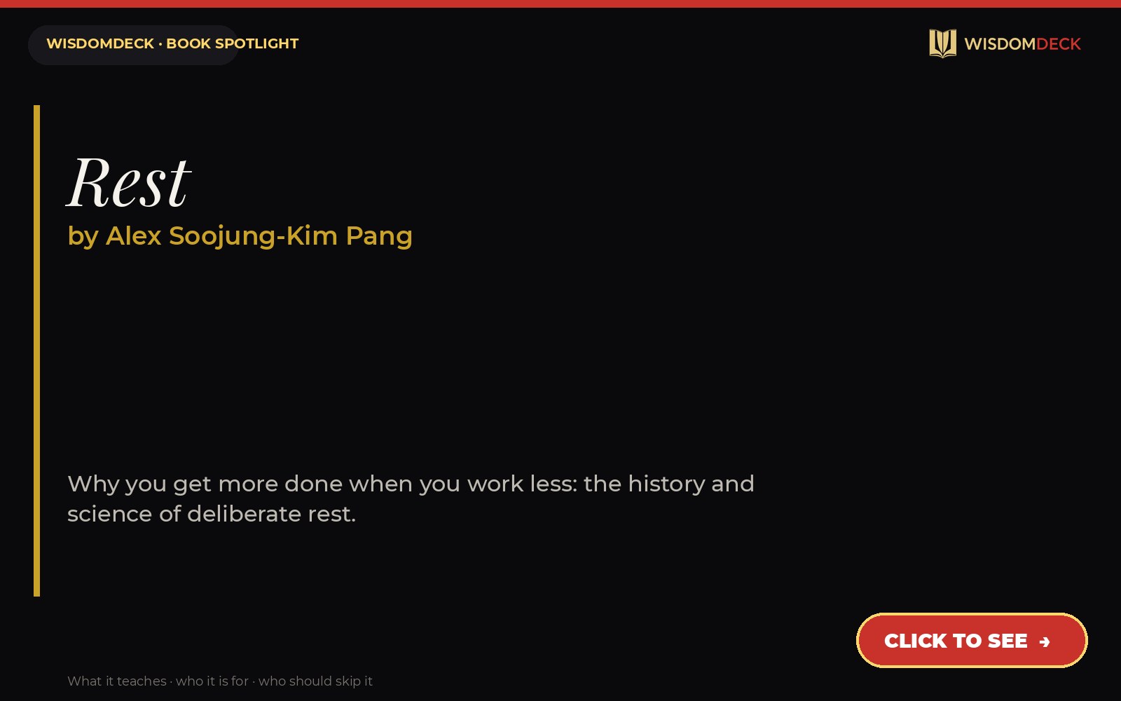 Rest by Alex Soojung-Kim Pang — WisdomDeck review