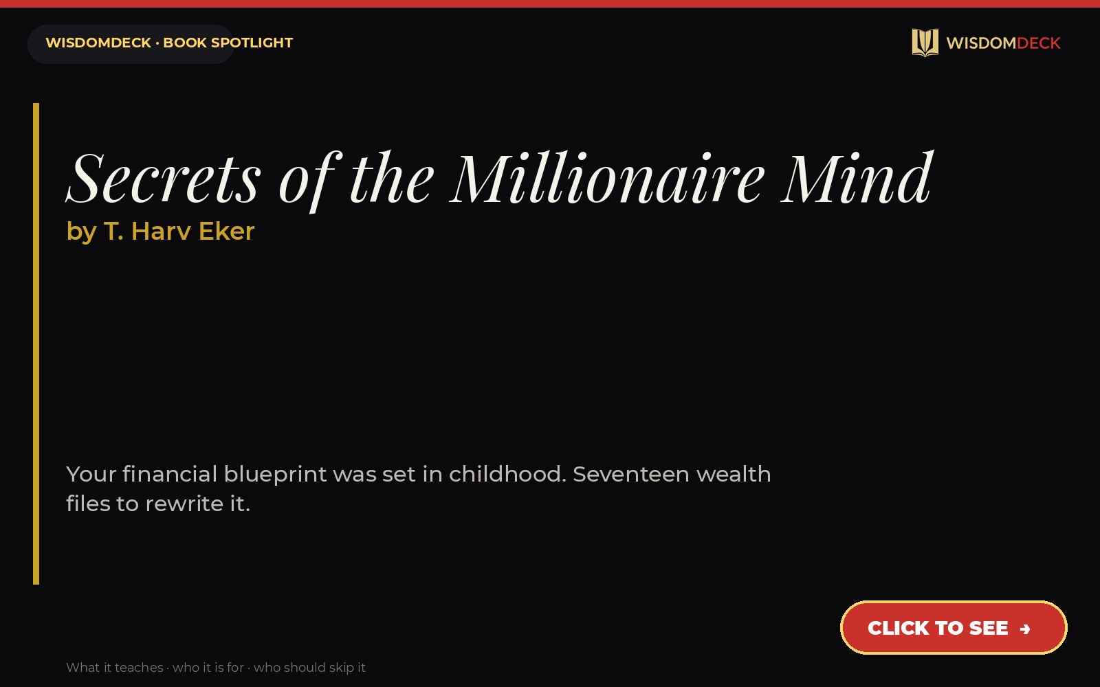 Secrets of the Millionaire Mind by T. Harv Eker — WisdomDeck review