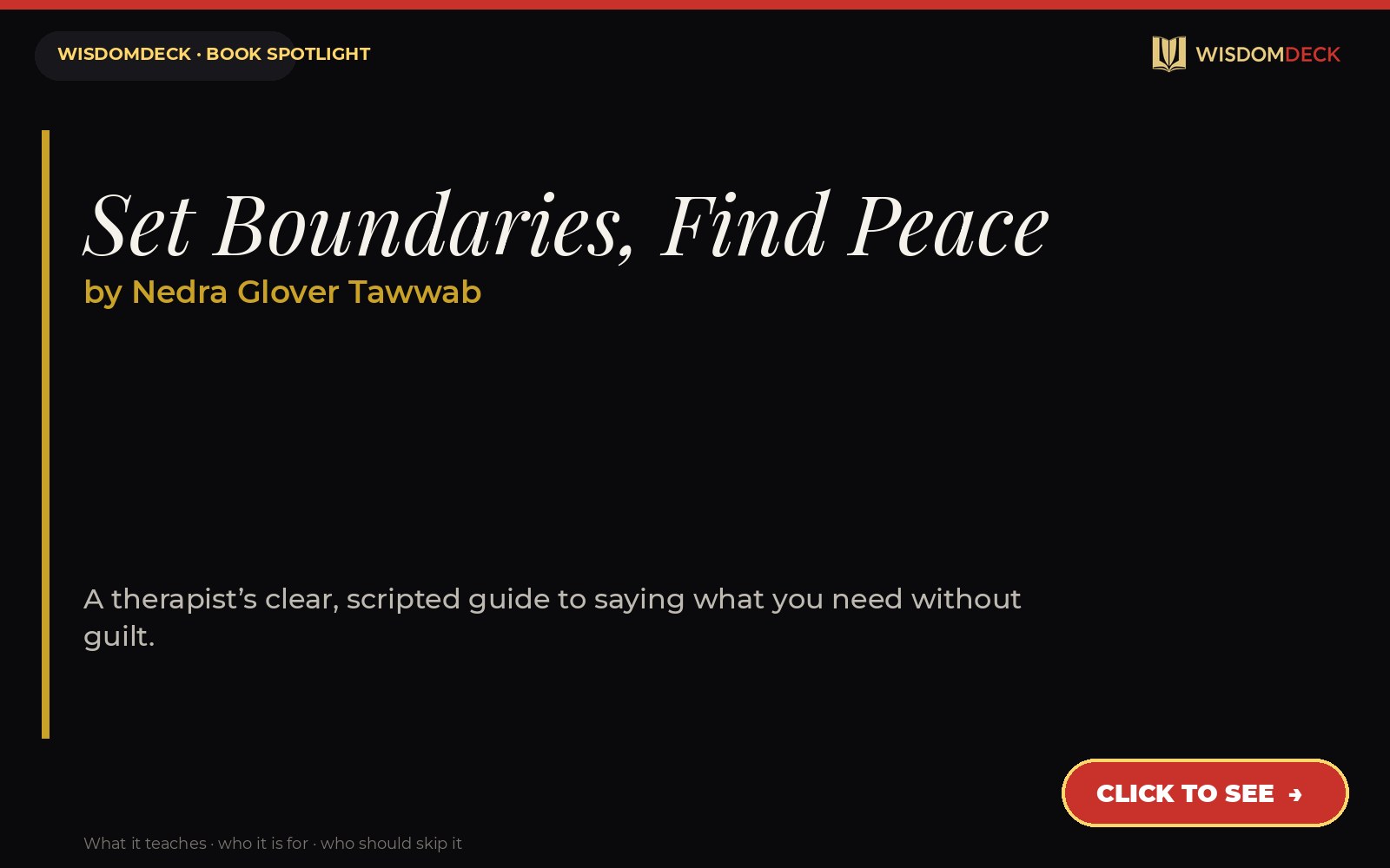 Set Boundaries, Find Peace by Nedra Glover Tawwab — WisdomDeck review