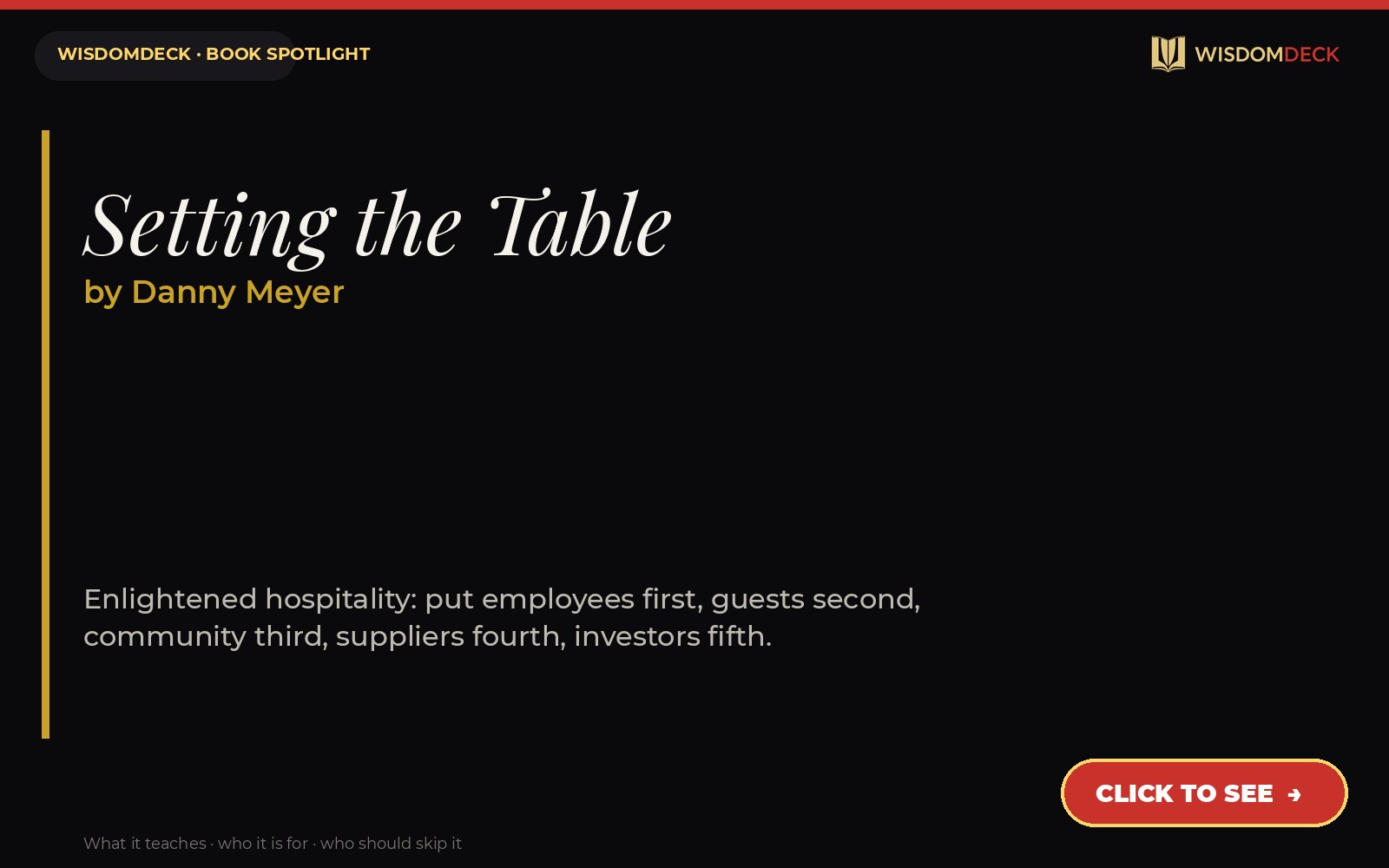 Setting the Table by Danny Meyer — WisdomDeck review
