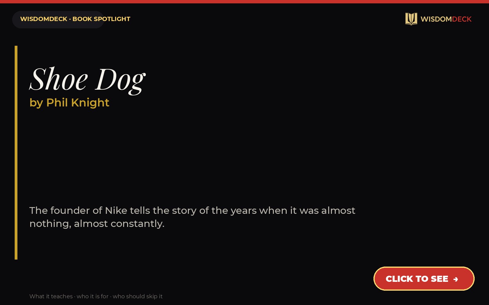 Shoe Dog by Phil Knight — WisdomDeck review