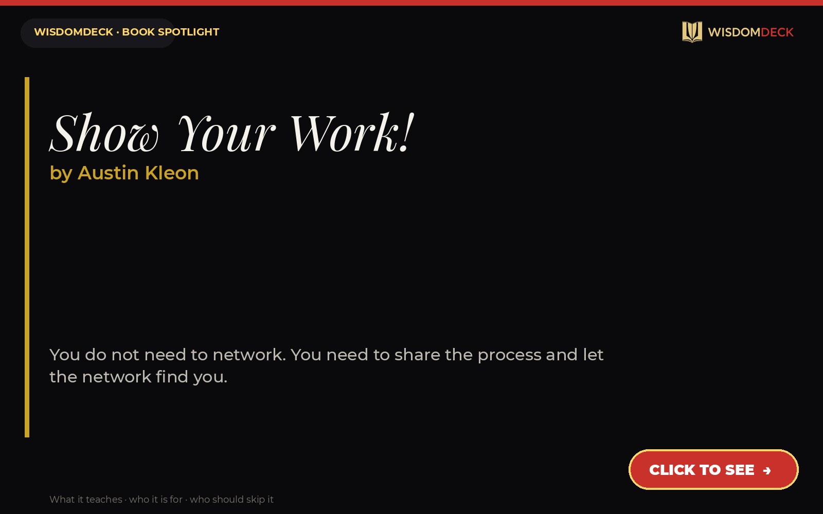 Show Your Work! by Austin Kleon — WisdomDeck review