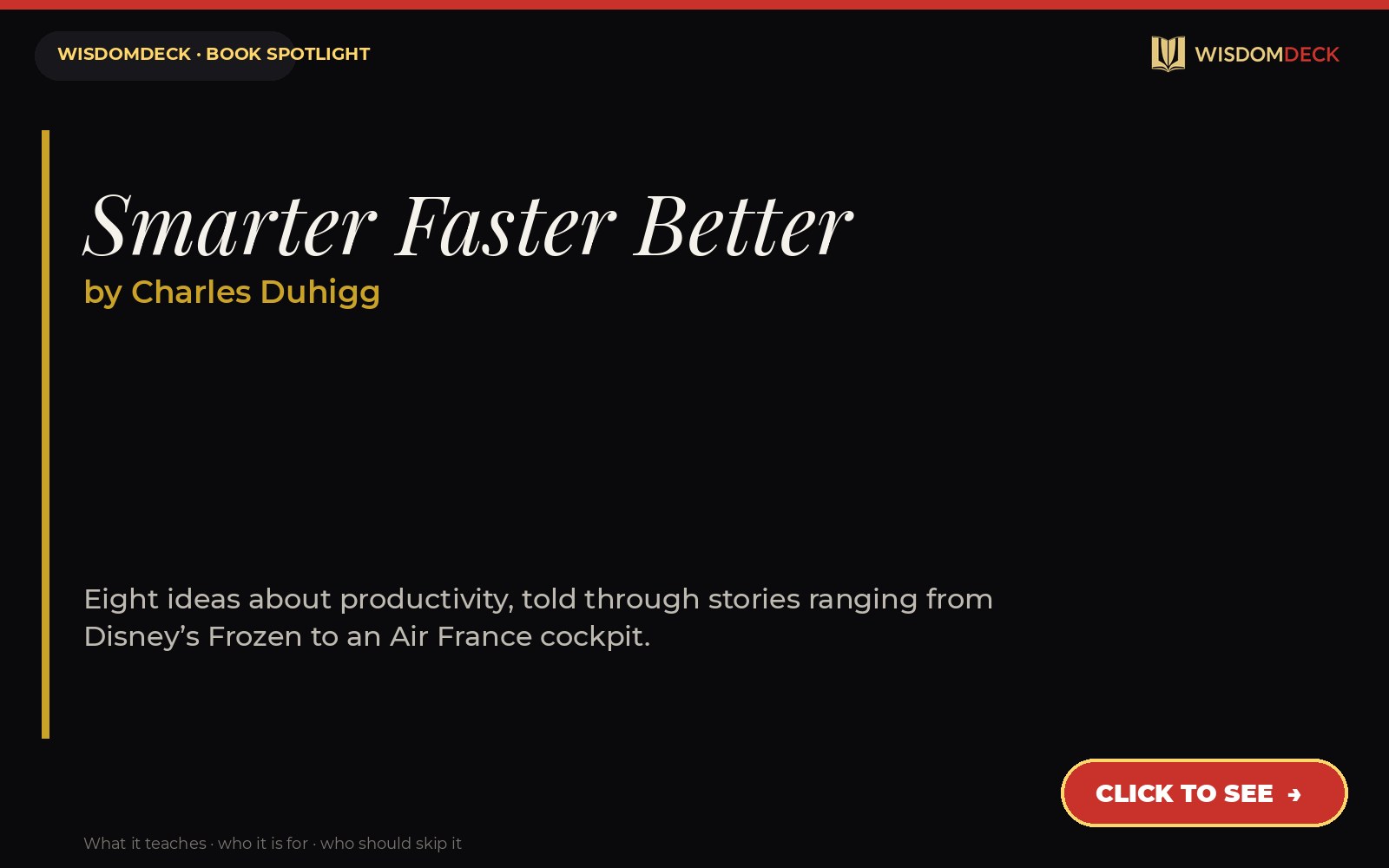 Smarter Faster Better by Charles Duhigg — WisdomDeck review