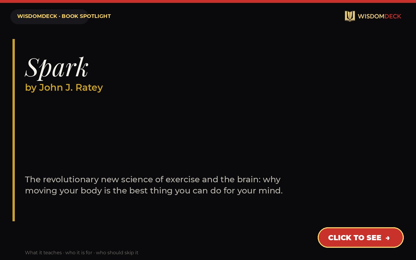 Spark by John J. Ratey — WisdomDeck book spotlight card