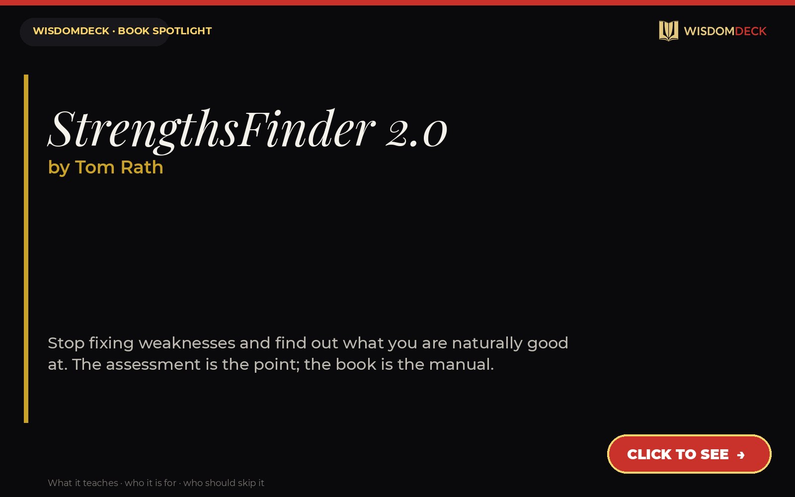 StrengthsFinder 2.0 by Tom Rath — WisdomDeck review