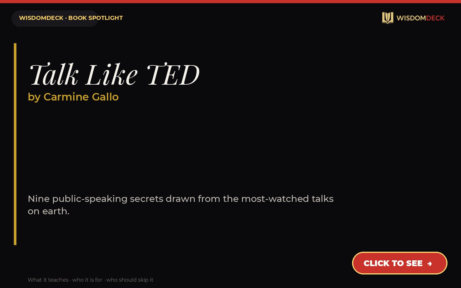 Talk Like TED by Carmine Gallo — WisdomDeck review