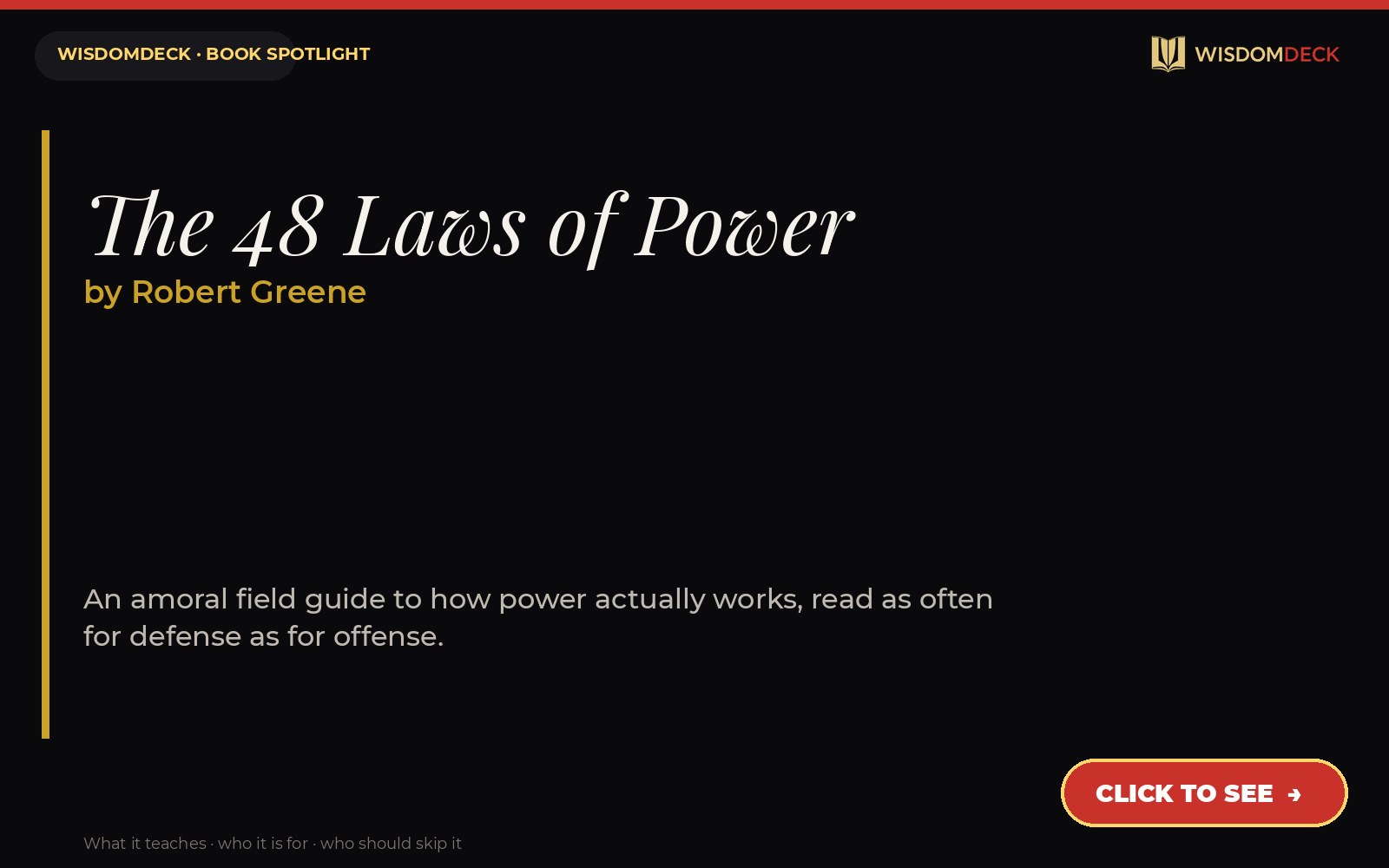 The 48 Laws of Power by Robert Greene — WisdomDeck review