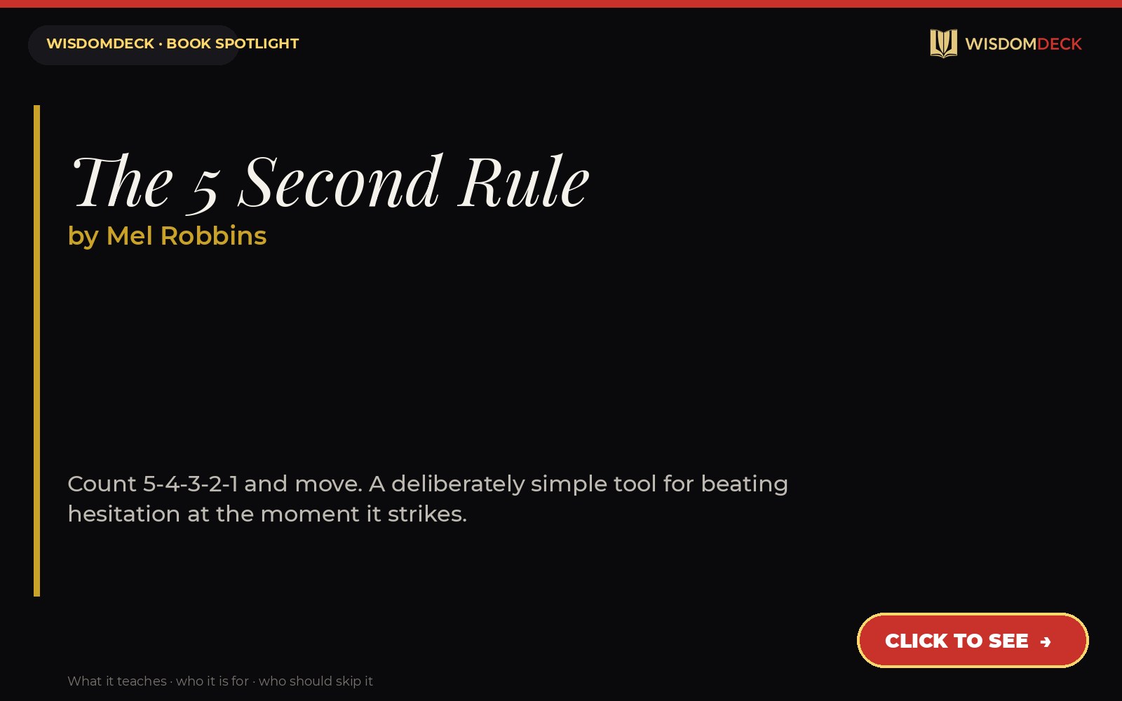 The 5 Second Rule by Mel Robbins — WisdomDeck review