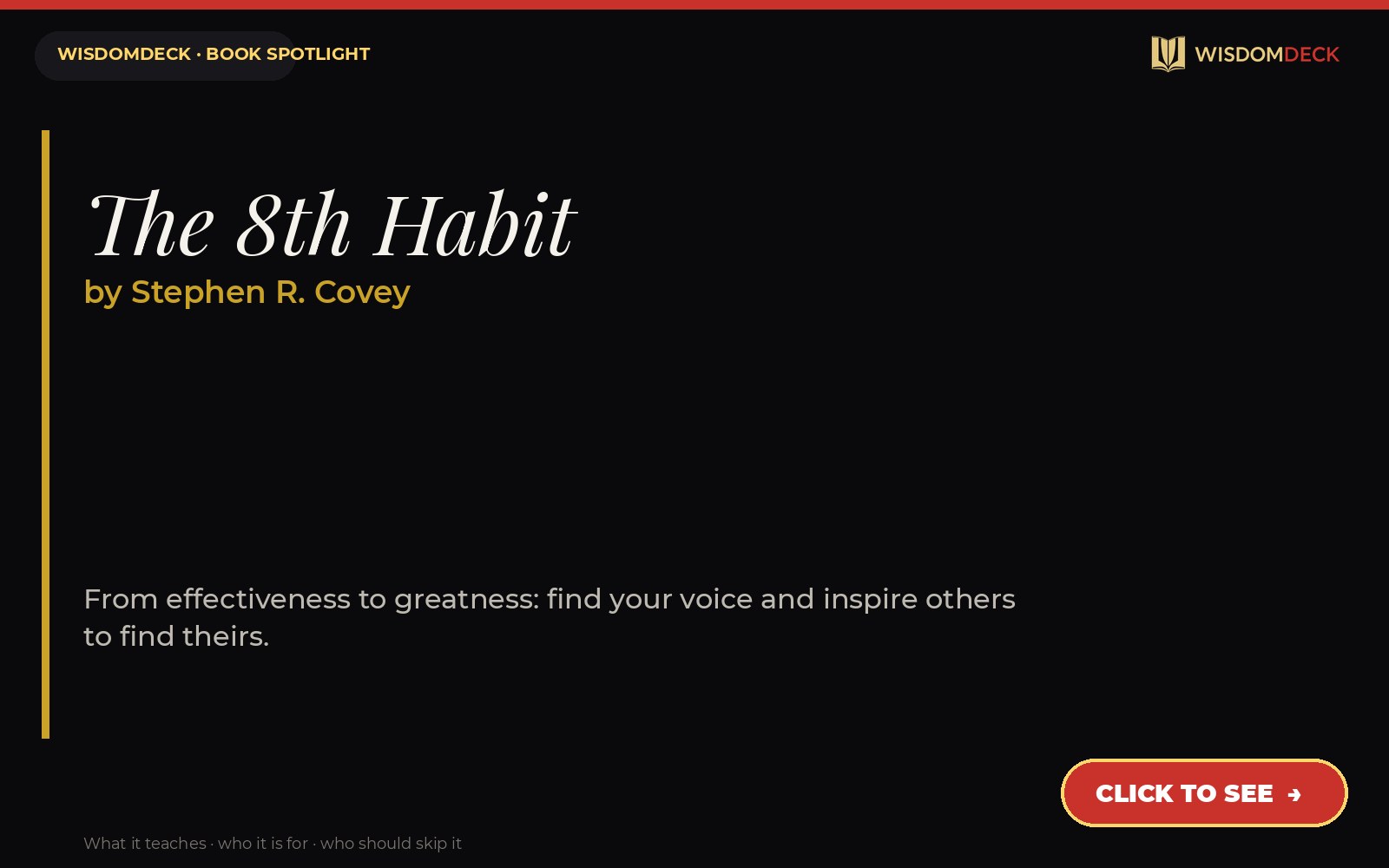 The 8th Habit by Stephen R. Covey — WisdomDeck review