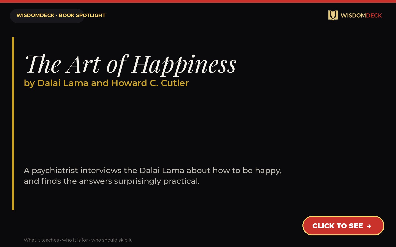 The Art of Happiness by Dalai Lama and Howard C. Cutler — WisdomDeck review