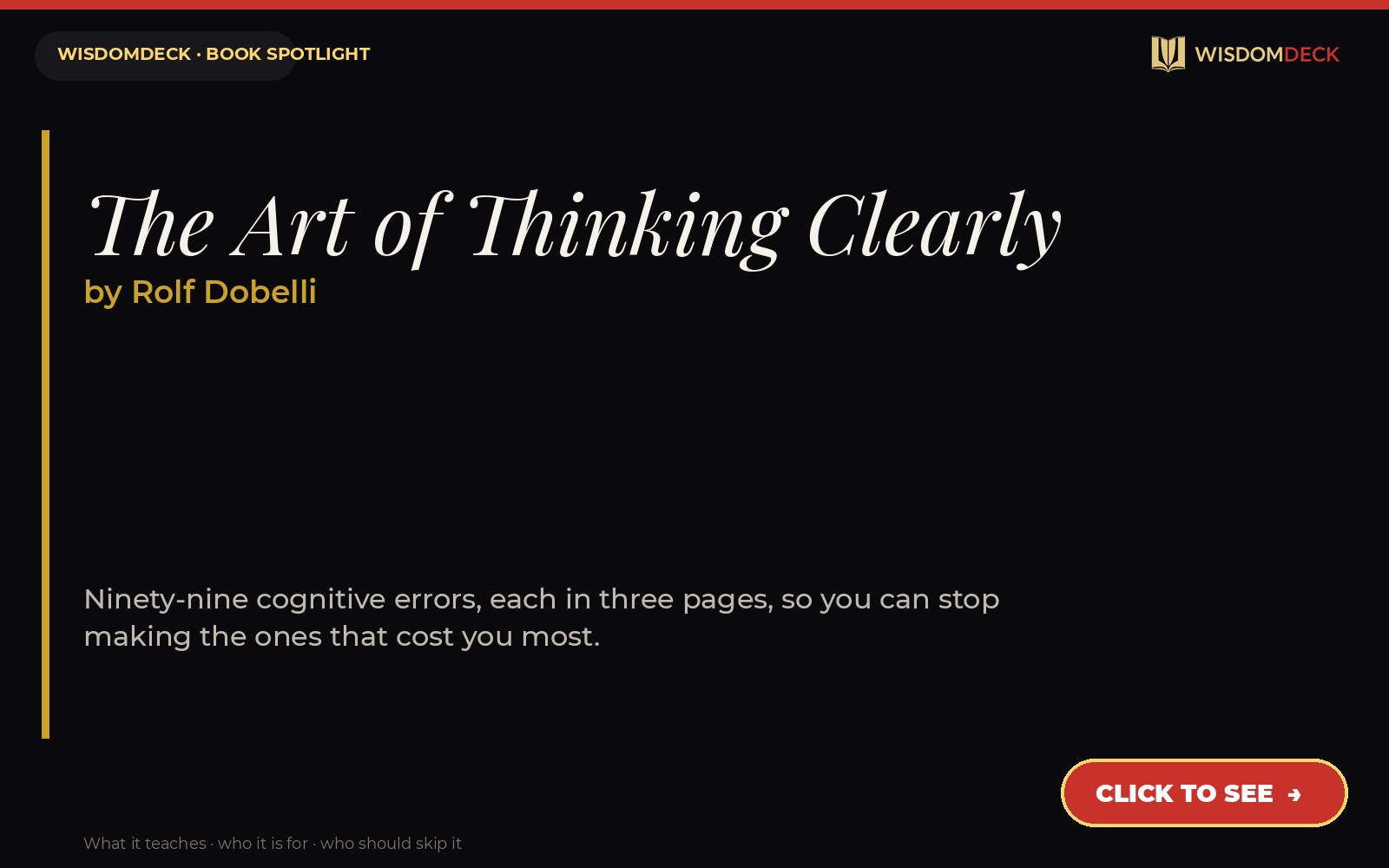 The Art of Thinking Clearly by Rolf Dobelli — WisdomDeck review