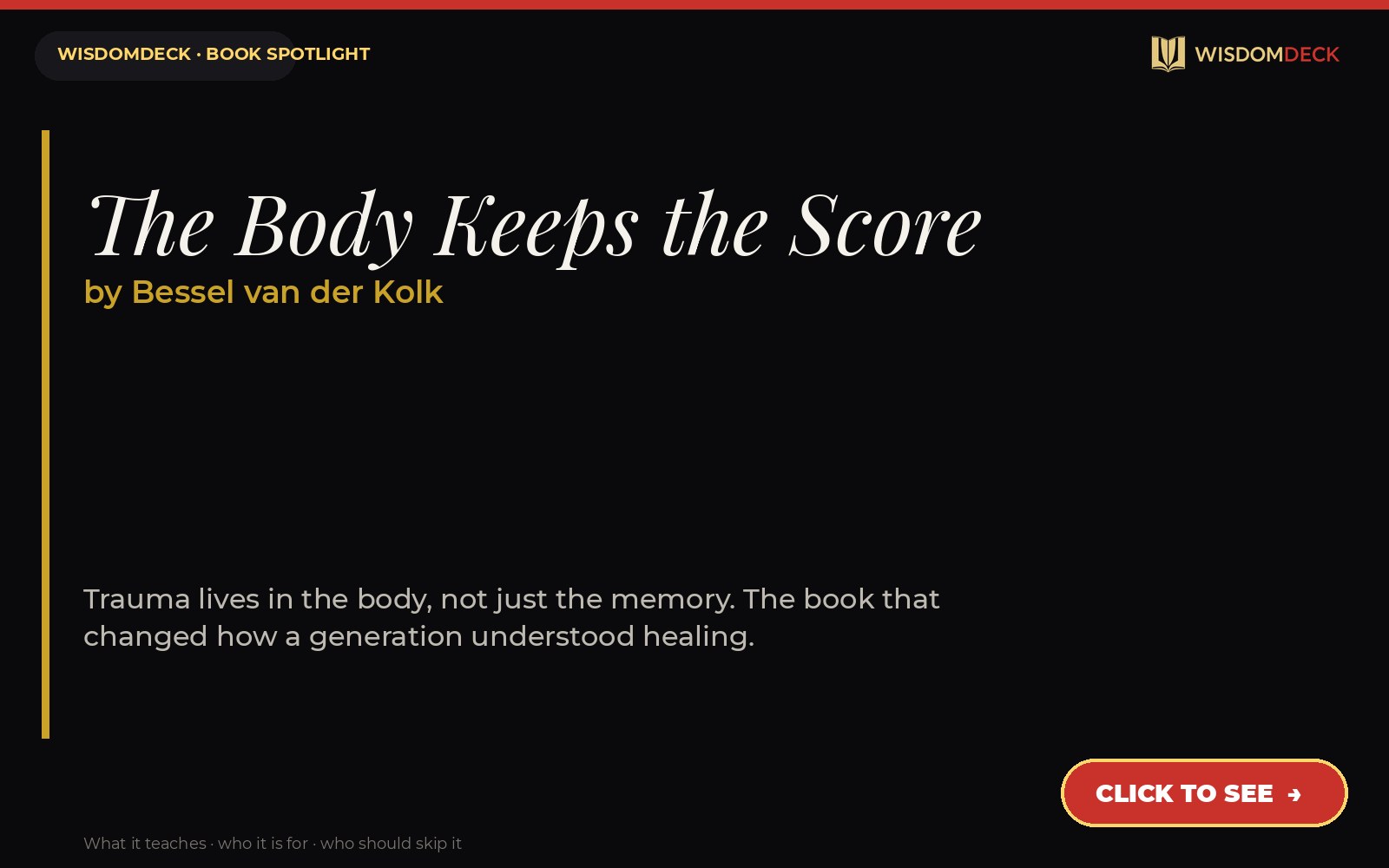 The Body Keeps the Score by Bessel van der Kolk — WisdomDeck review