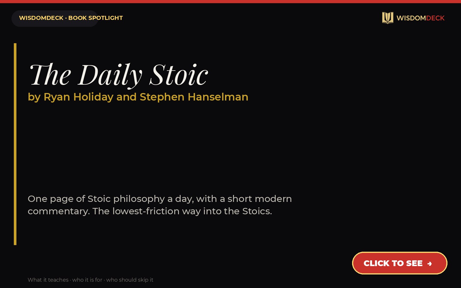 The Daily Stoic by Ryan Holiday and Stephen Hanselman — WisdomDeck review