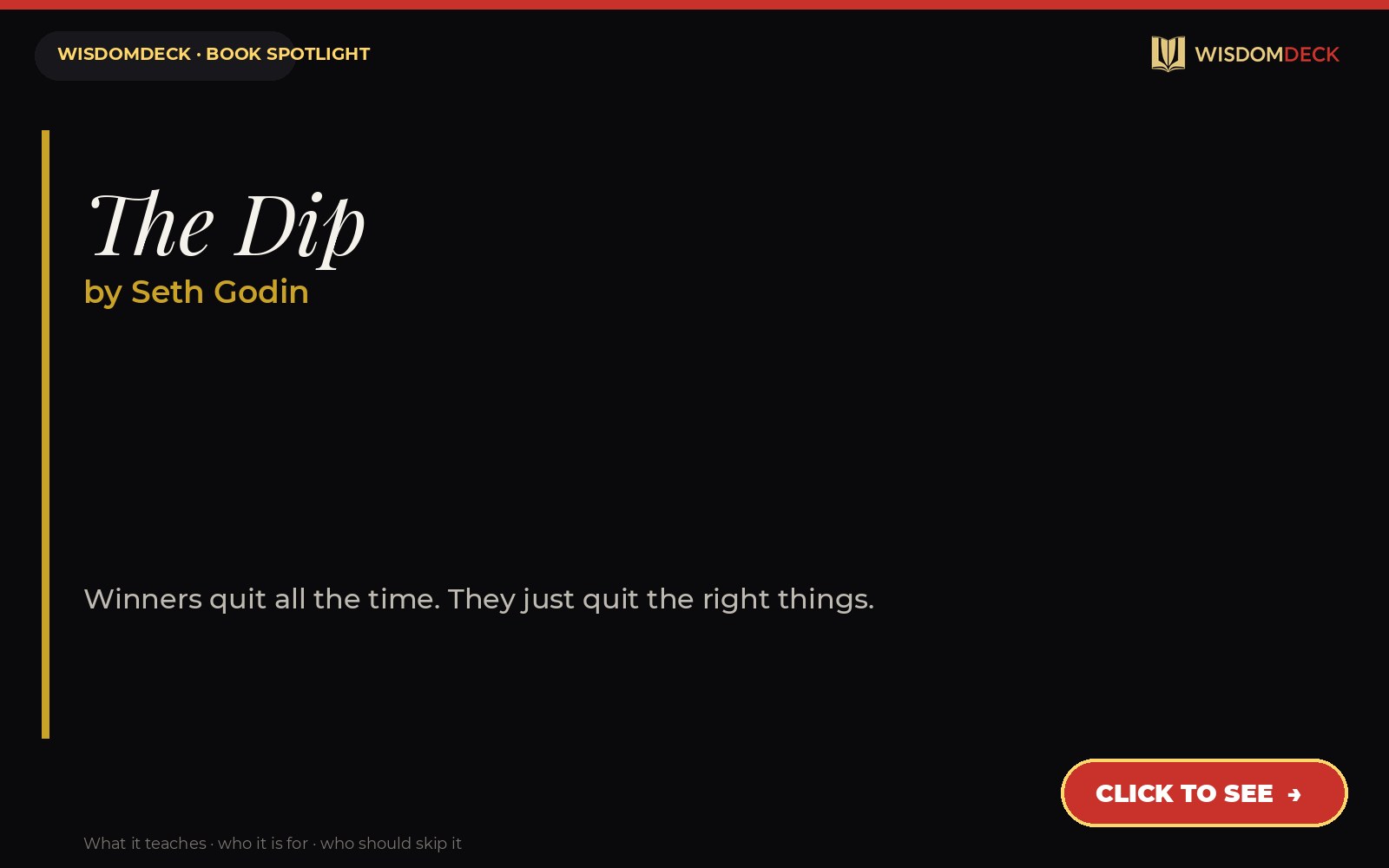The Dip by Seth Godin — WisdomDeck review
