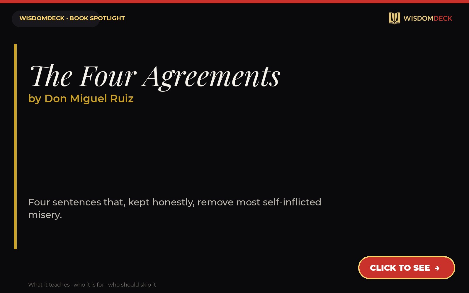 The Four Agreements by Don Miguel Ruiz — WisdomDeck review