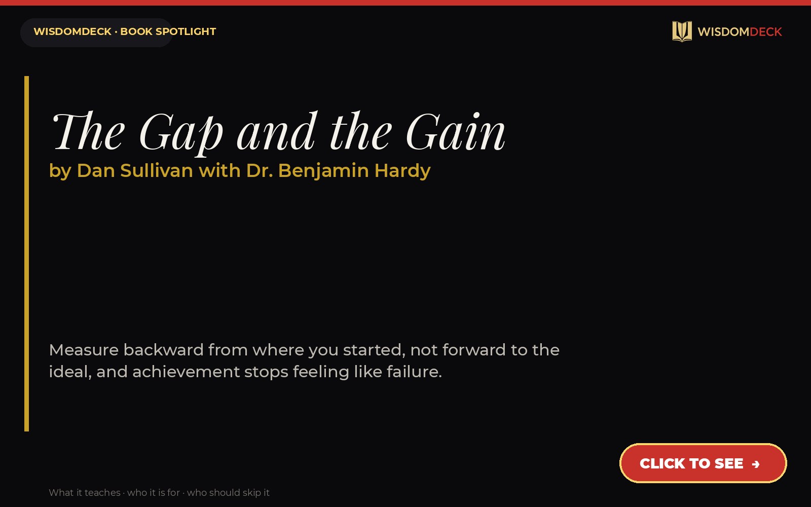 The Gap and the Gain by Dan Sullivan with Dr. Benjamin Hardy — WisdomDeck review