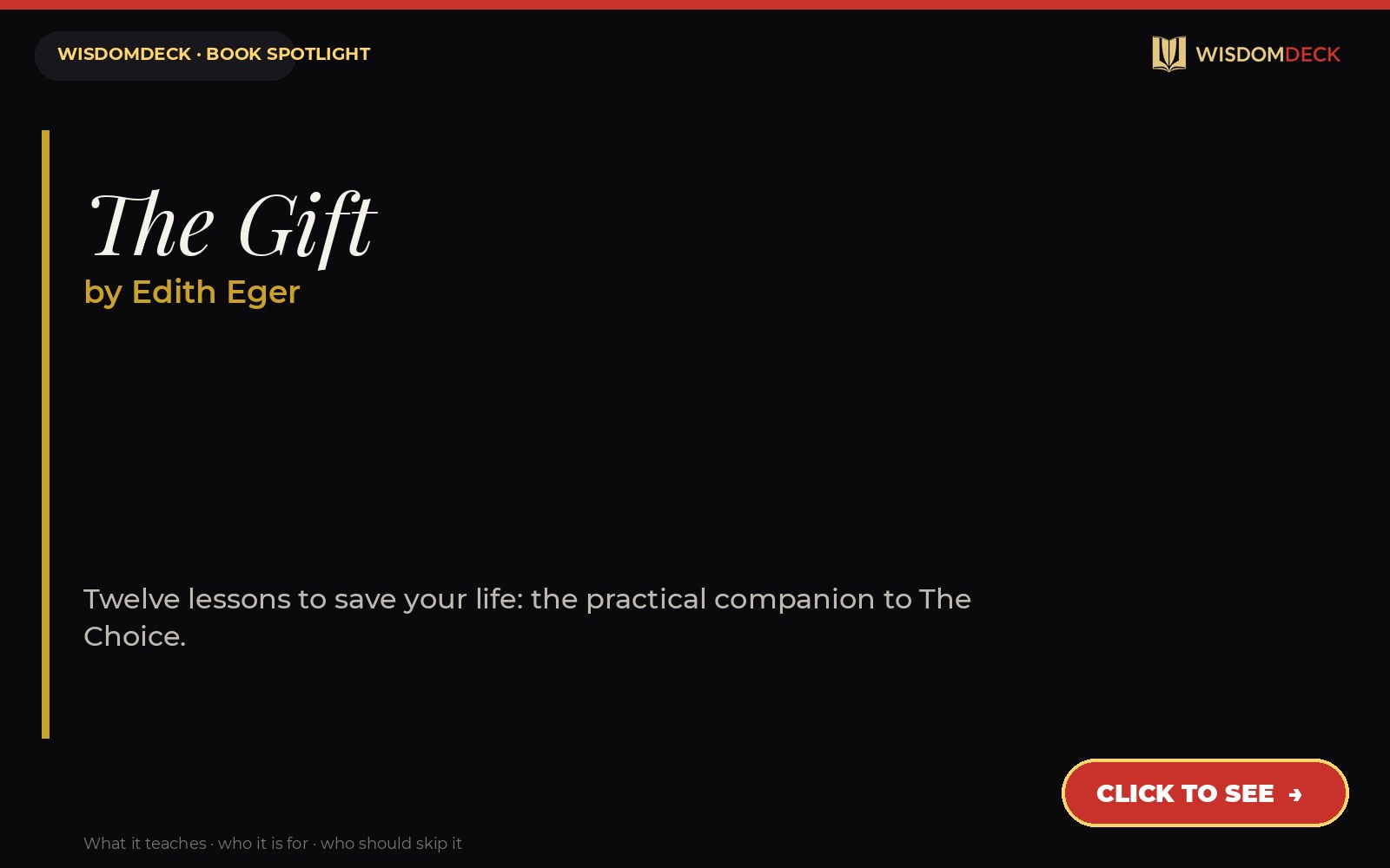 The Gift by Edith Eger — WisdomDeck book spotlight card