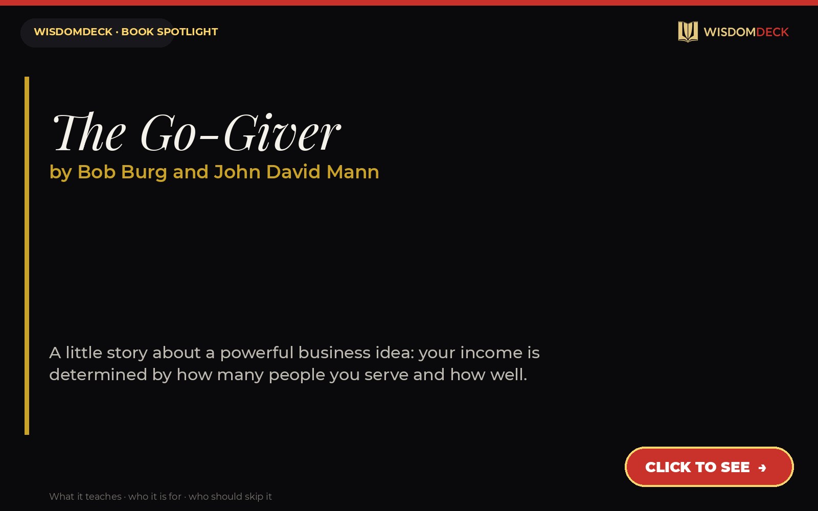 The Go-Giver by Bob Burg and John David Mann — WisdomDeck review
