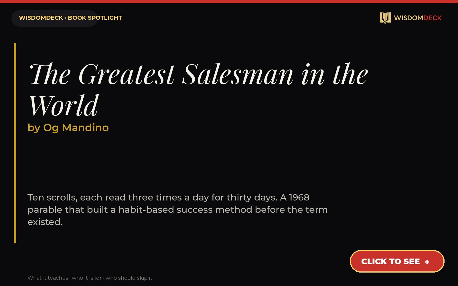 The Greatest Salesman in the World by Og Mandino — WisdomDeck review