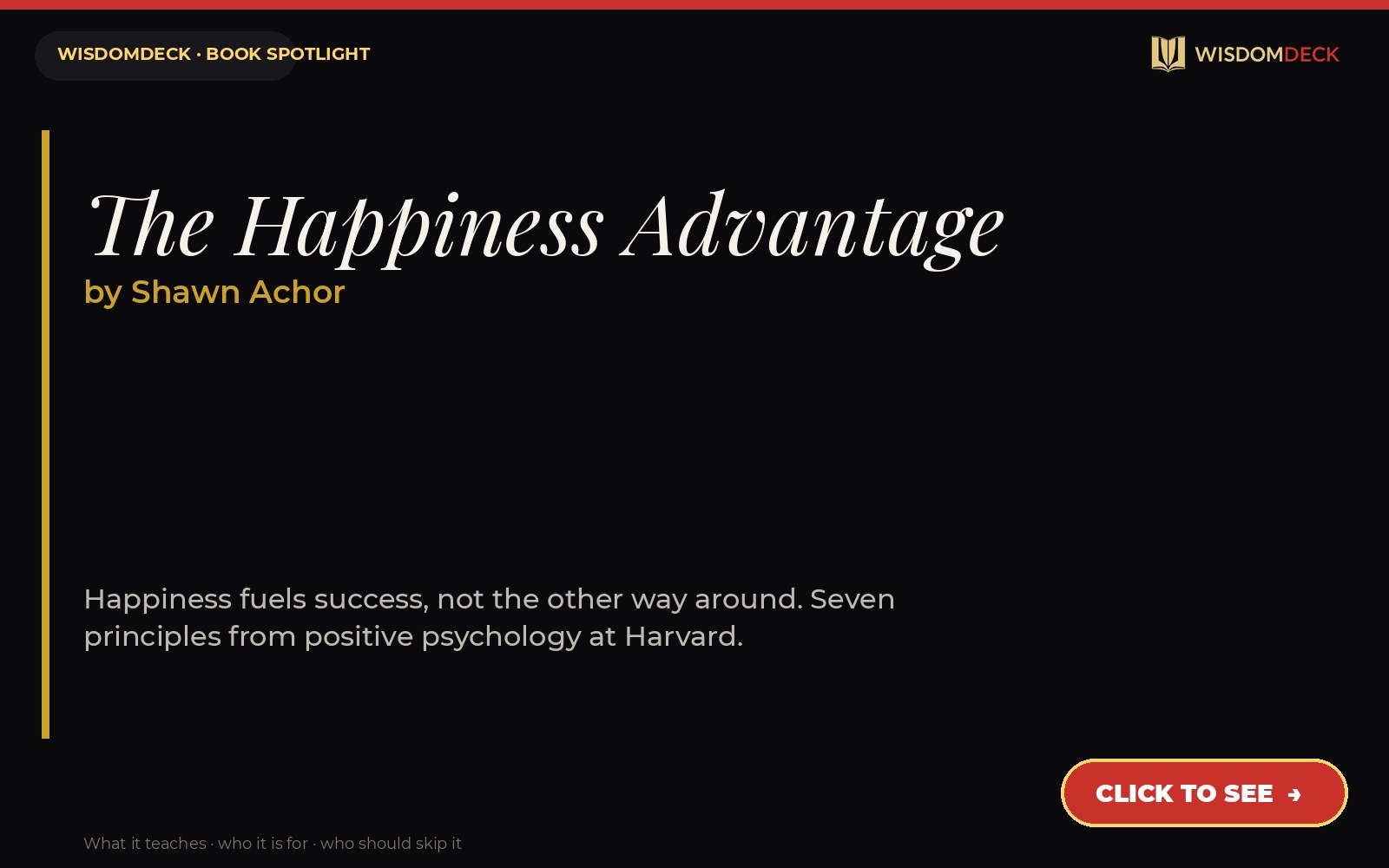 The Happiness Advantage by Shawn Achor — WisdomDeck review