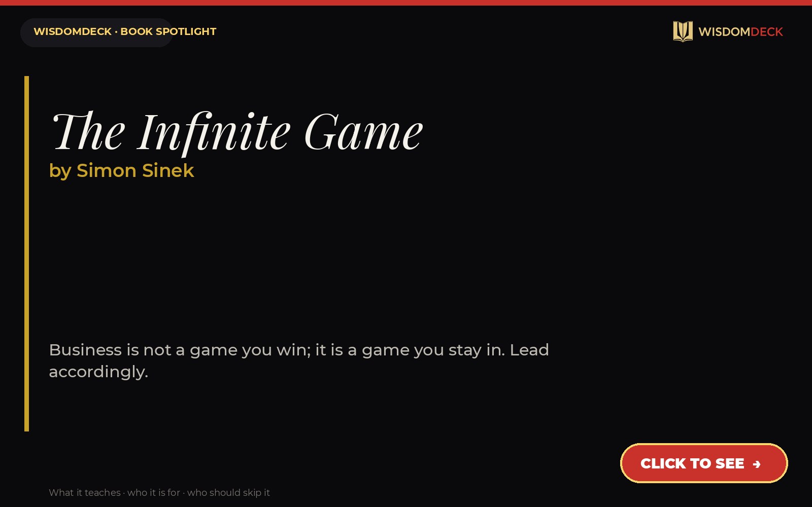 The Infinite Game by Simon Sinek — WisdomDeck review