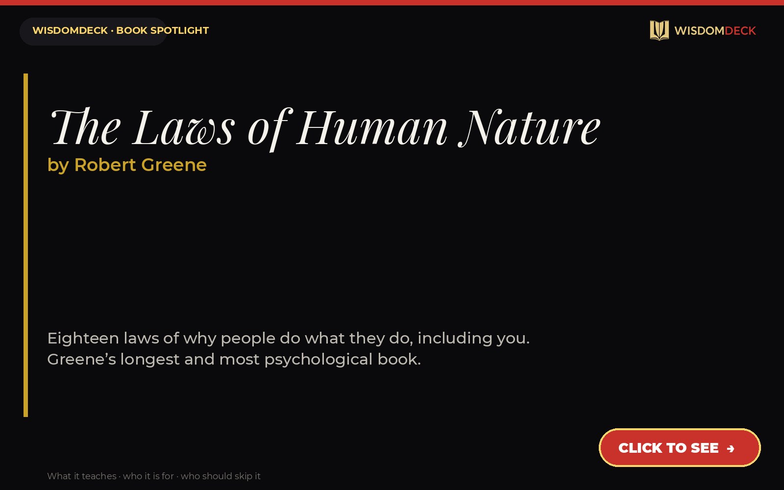 The Laws of Human Nature by Robert Greene — WisdomDeck review