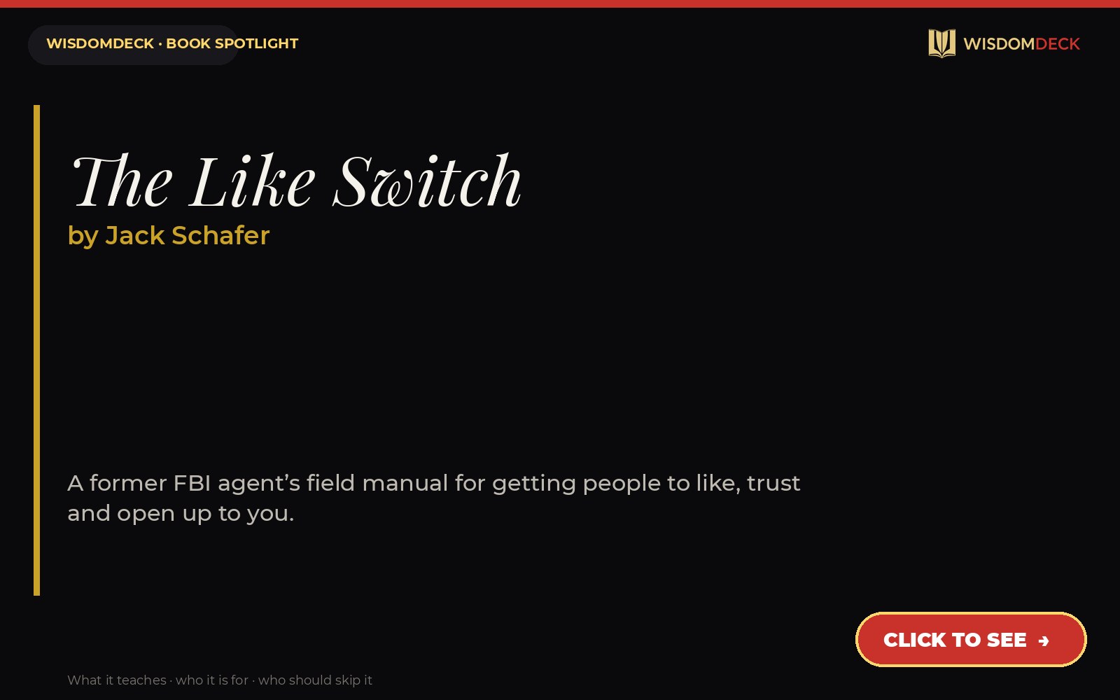 The Like Switch by Jack Schafer — WisdomDeck review