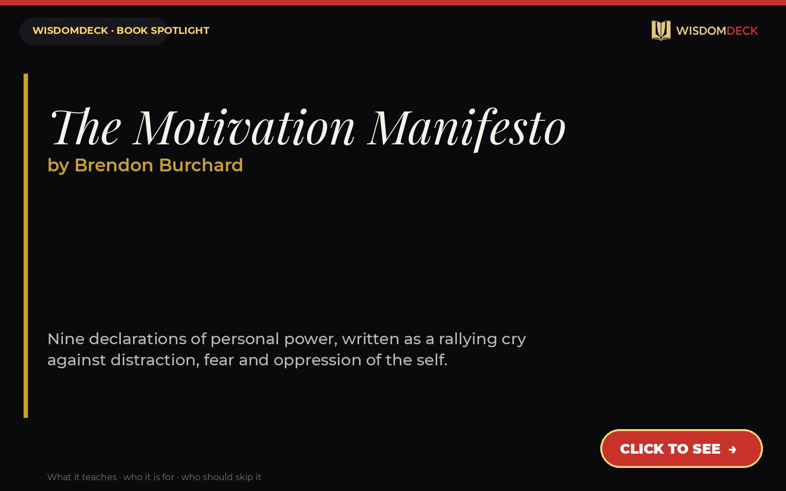 The Motivation Manifesto by Brendon Burchard — WisdomDeck review