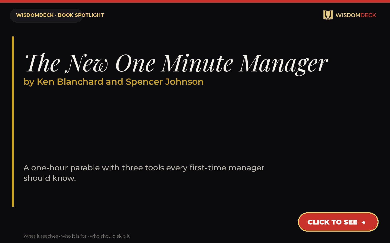The New One Minute Manager by Ken Blanchard and Spencer Johnson — WisdomDeck review